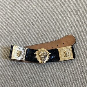Luxury Black and Gold Lion Buckle Belt
